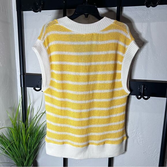 Zara Women’s V-Neck Striped Oversized Knitted Vest Yellow, Size Small - Picture 6 of 13